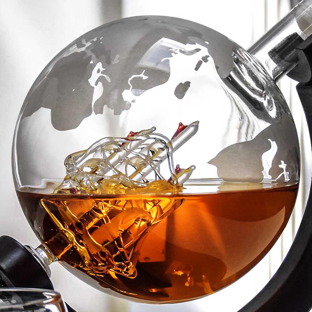 juego de decantador de globo para bebidas whisky ron bourbon