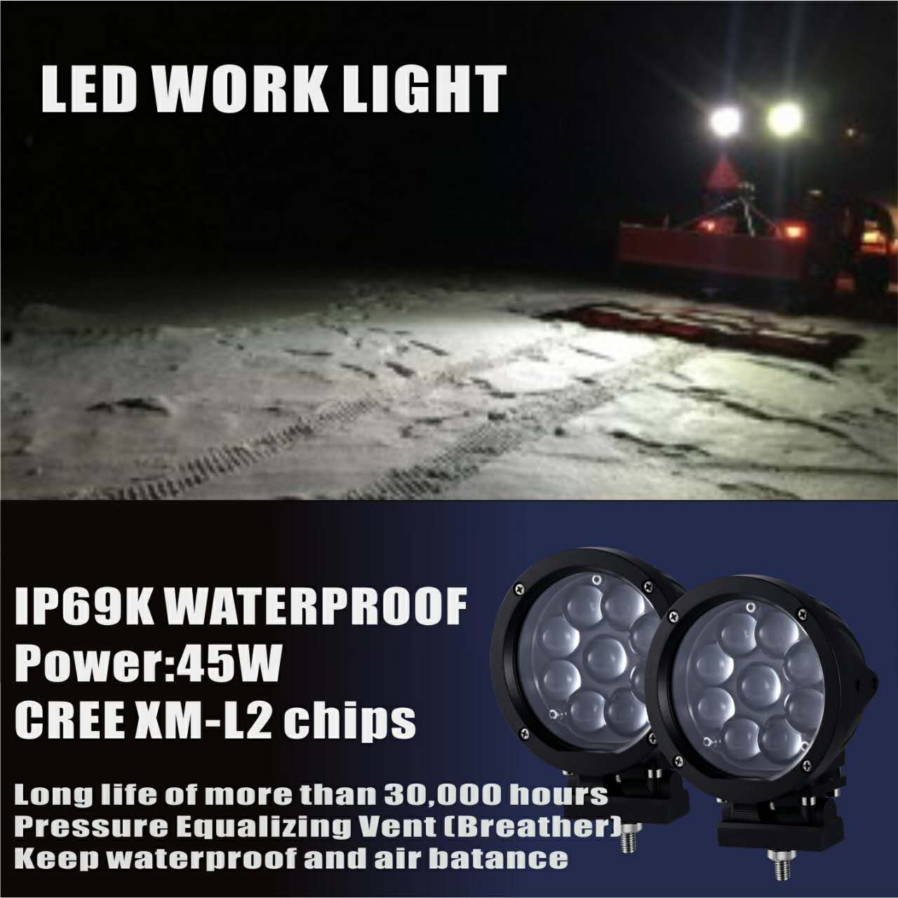 luz de trabajo led 45w