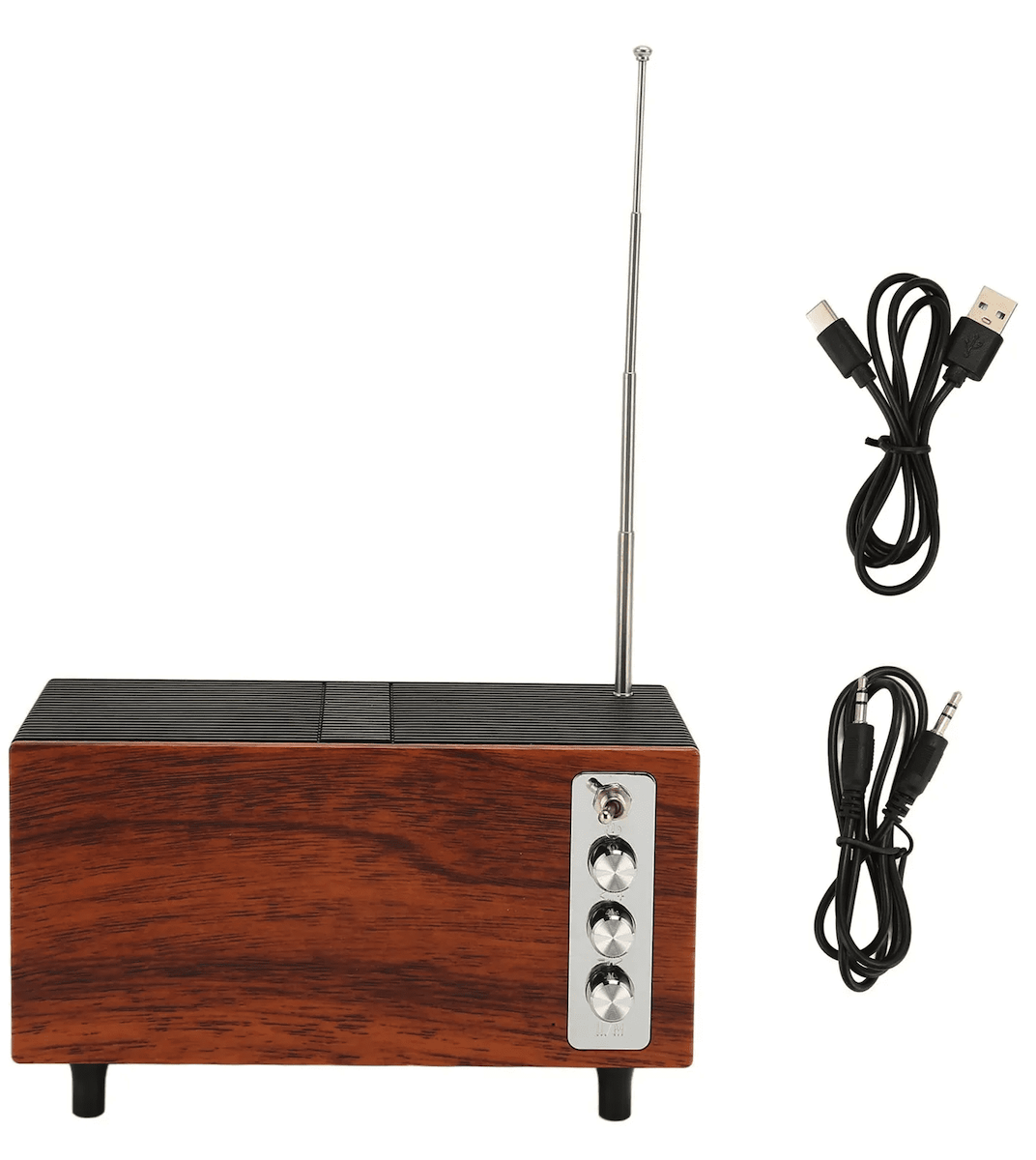 Receptor de radio retro inalámbrico bluetooth de madera pequeño