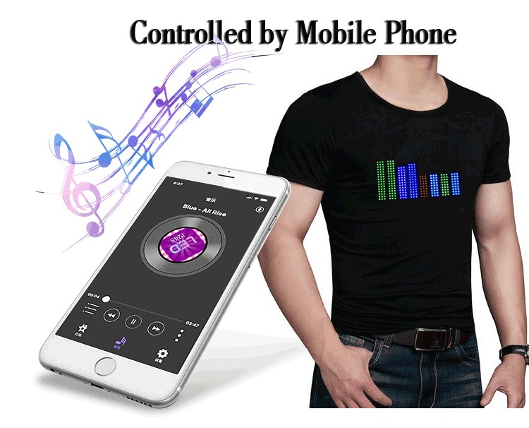 camisa led teléfono móvil programable smartphone